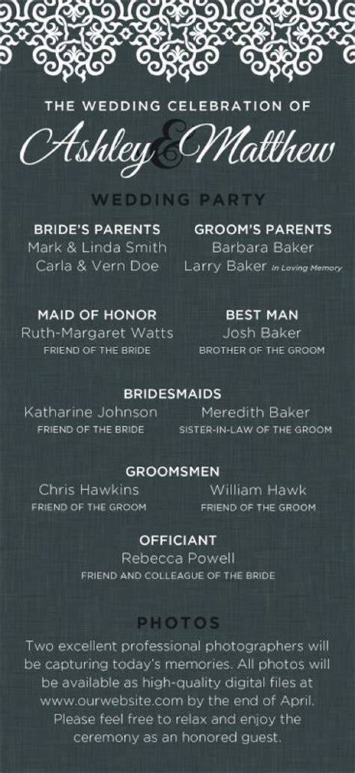 Do you include deceased parents on wedding program?